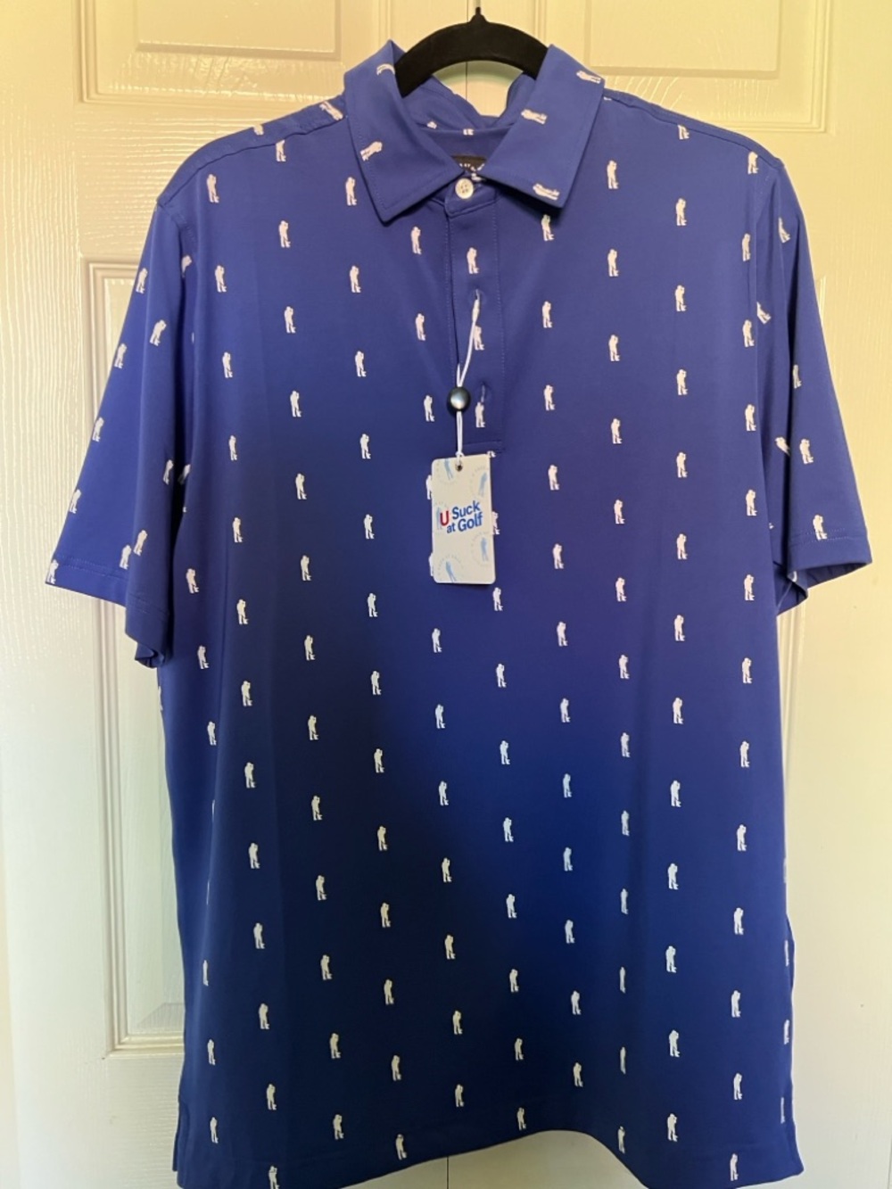 NWT You Suck At Golf Brand Men's Blue Polo Shirt